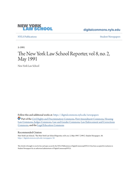 The New York Law School Reporter, Vol 8, No. 2, May 1991