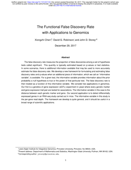 The Functional False Discovery Rate with Applications to Genomics