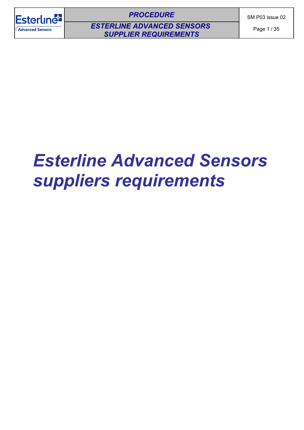 Applicable Requirements To Esterline Advanced Sensors Suppliers.Doc