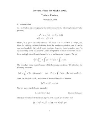 Lecture Notes for MATH 592A