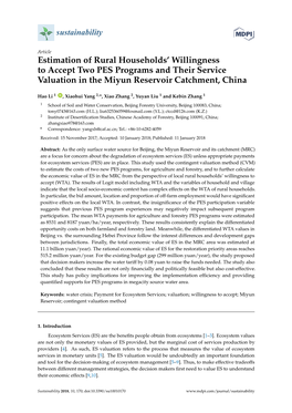 Estimation of Rural Households' Willingness to Accept Two