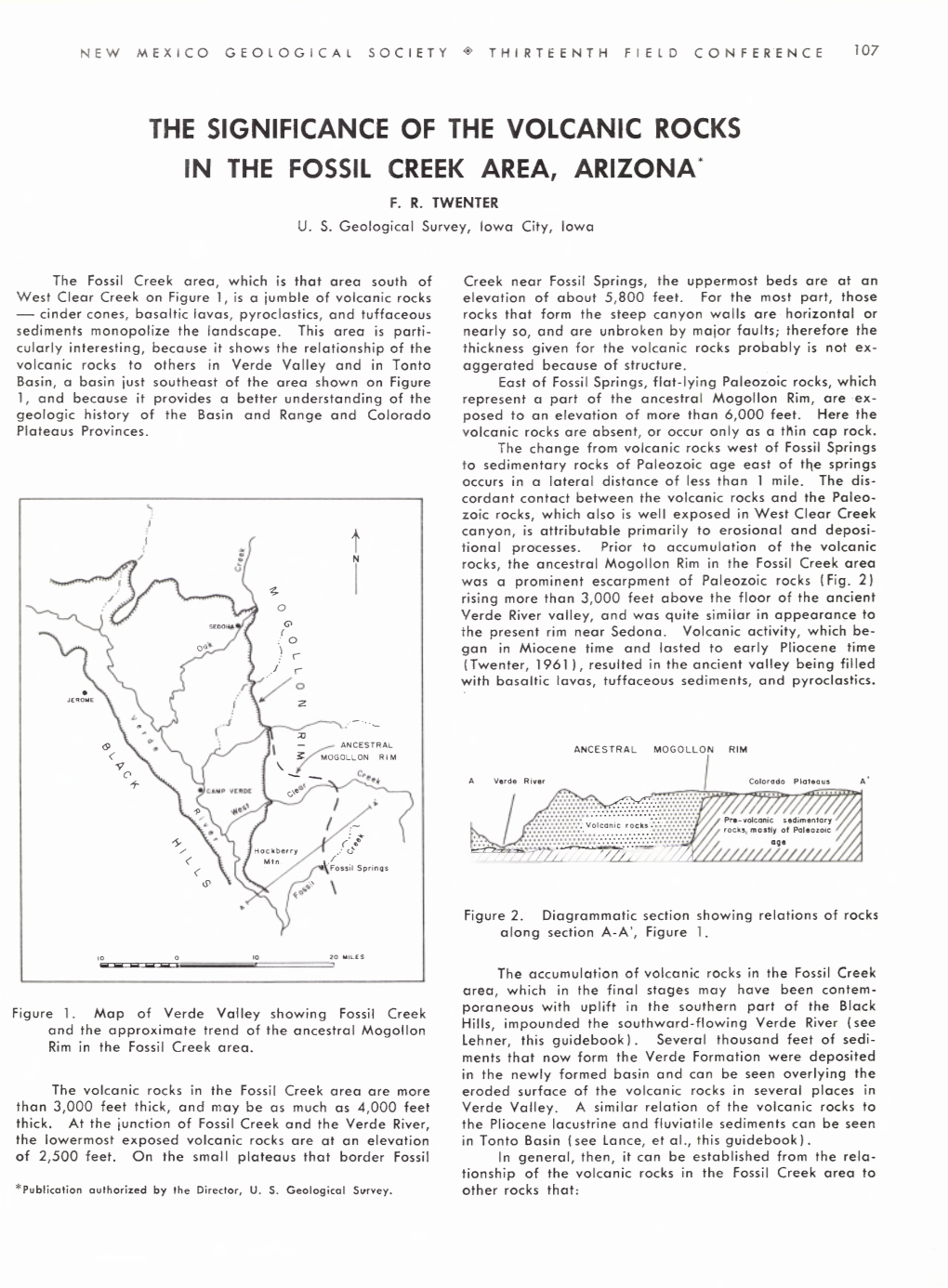 The Significance of the Volcanic Rocks in the Fossil Creek Area, Arizona°