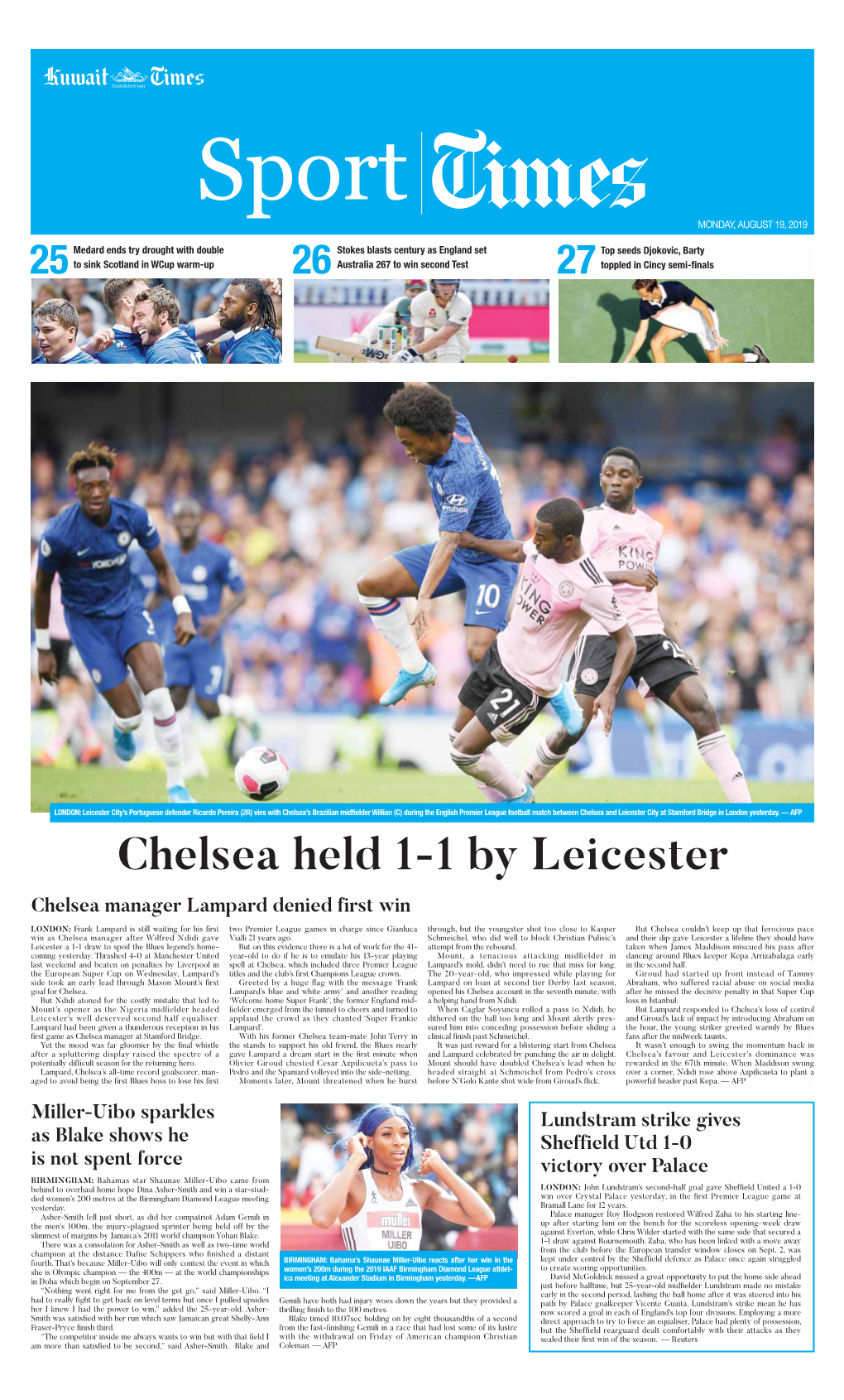 Chelsea Held 1-1 by Leicester Chelsea Manager Lampard Denied First Win