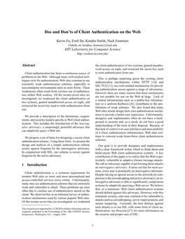Dos and Don'ts of Client Authentication on the Web