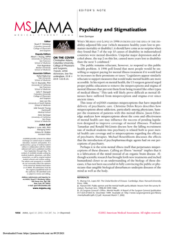 Psychiatry and Stigmatization