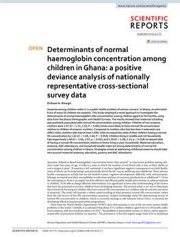 Determinants of Normal Haemoglobin Concentration Among Children In