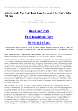 (Download Pdf Ebook) You Don't Look Your Age...And Other Fairy Tales Online