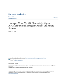 Damages: What Must Be Shown to Justify an Award of Punitive Damages in Assault and Battery Actions Philip W