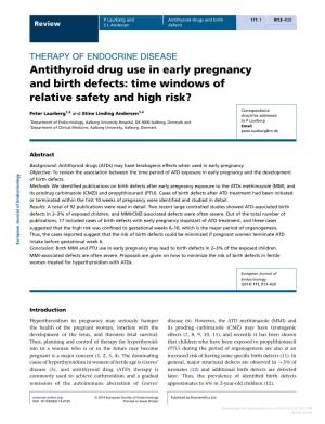 Antithyroid Drug Use in Early Pregnancy and Birth Defects: Time Windows of Relative Safety and High Risk?