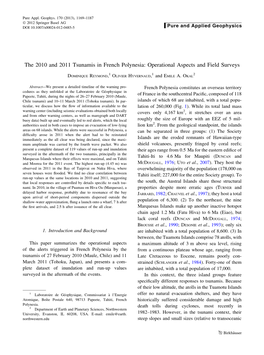 The 2010 and 2011 Tsunamis in French Polynesia: Operational Aspects and Field Surveys