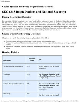 SEC 6315 Rogue Nations and National Security