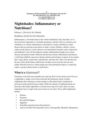 Nightshades: Inﬂammatory Or Nutritious? February 3, 2016 by Dr