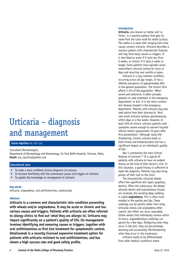 Urticaria – Diagnosis and Management