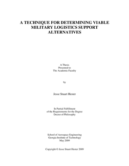 A Technique for Determining Viable Military Logistics Support Alternatives