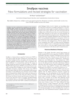 Smallpox Vaccines New Formulations and Revised Strategies for Vaccination