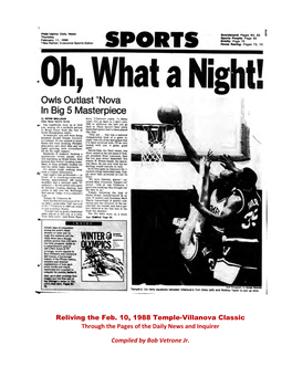Reliving the Feb. 10, 1988 Temple-Villanova Classic Through the Pages of the Daily News and Inquirer