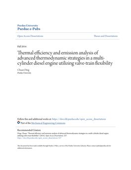Thermal Efficiency and Emission Analysis of Advanced