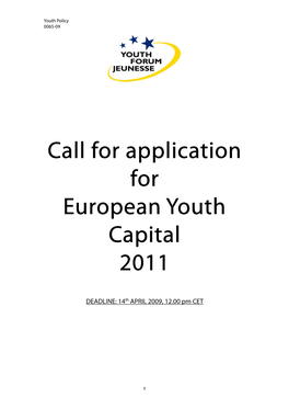 Call for Application for European Youth Capital 2011