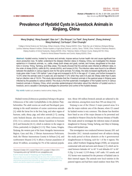 Prevalence of Hydatid Cysts in Livestock Animals in Xinjiang, China