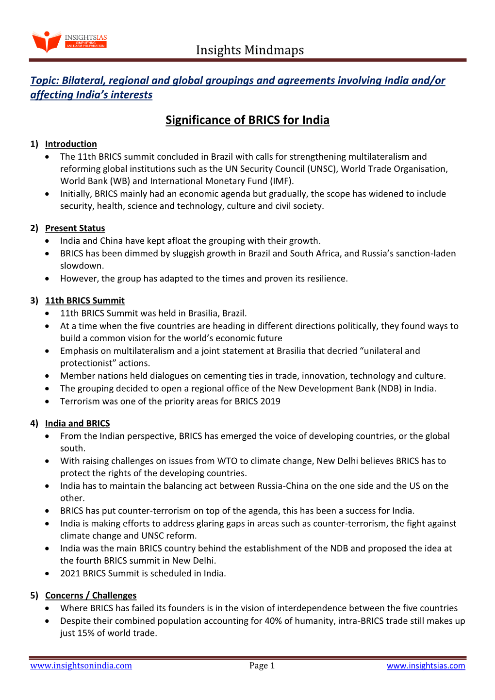 Significance of BRICS for India