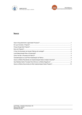 Resumo Não Técnico Novembro De 2001 AMBICENTRO Centro Europeu Para a Água E O Ambiente