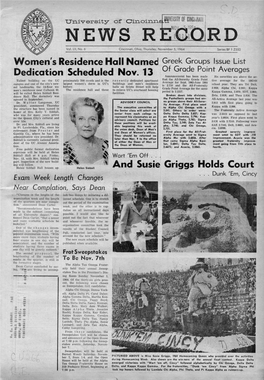 University of Cincinnati News Record. Thursday, November 5, 1964. Vol