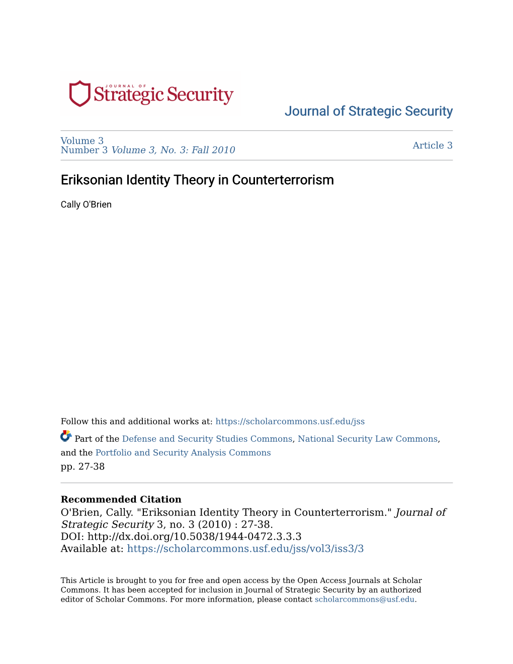 Eriksonian Identity Theory in Counterterrorism