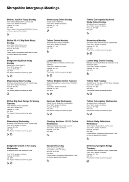 Shropshire Intergroup Meetings