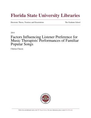 Factors Influencing Listener Preference for Music Therapistsâ•Ž