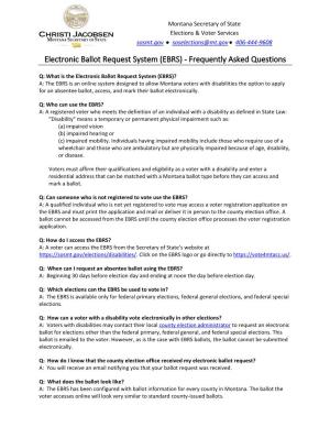 Electronic Ballot Request System (EBRS) - Frequently Asked Questions