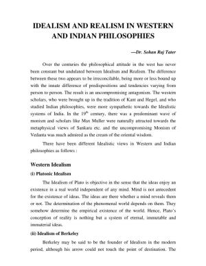 Idealism and Realism in Western and Indian Philosophies