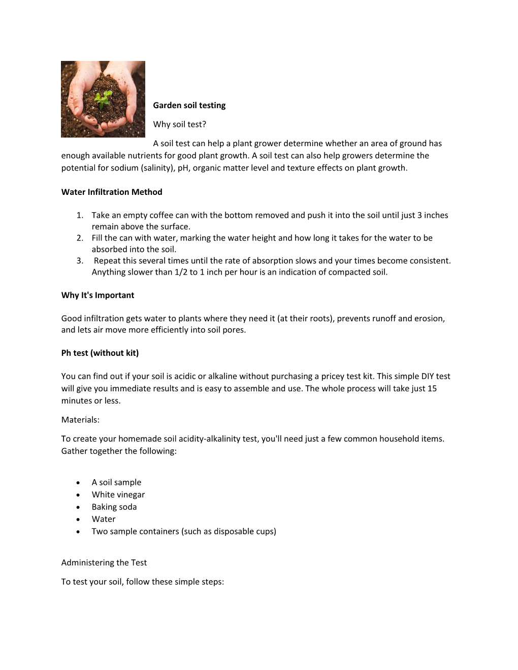 Garden Soil Testing Why Soil Test?