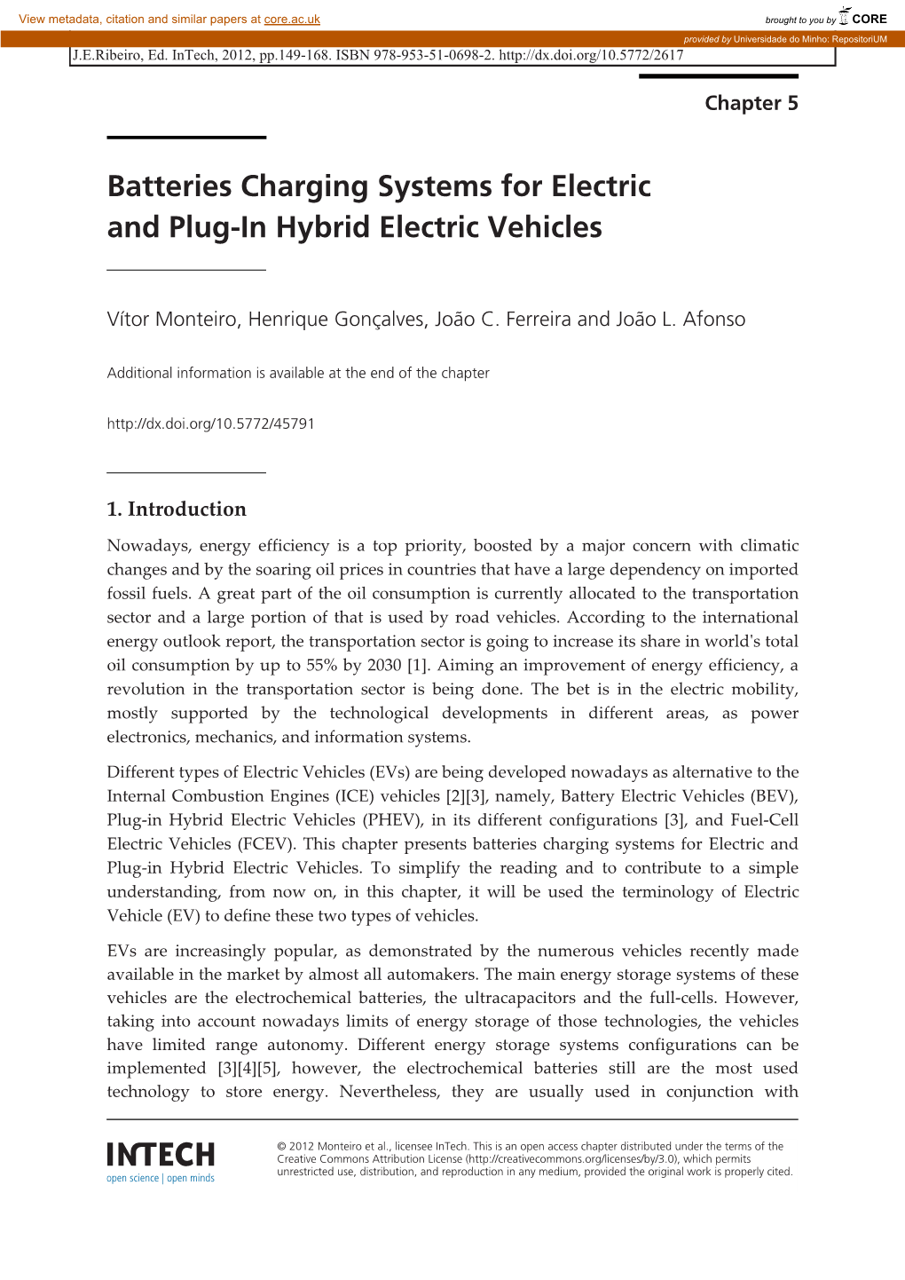 Batteries Charging Systems for Electric and Plug-In Hybrid Electric Vehicles