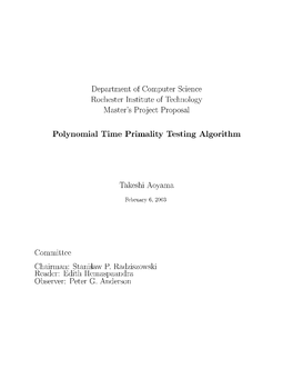 Polynomial Time Primality Testing Algorithm