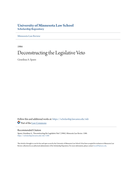 Deconstructing the Legislative Veto Girardeau A