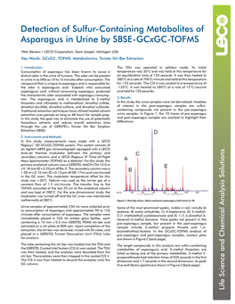 Detection of Sulfur-Containing Metabolites of Asparagus in Urine by SBSE-Gcxgc-TOFMS