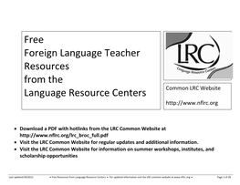 Free Foreign Language Teacher Resources from the Language Resource Centers