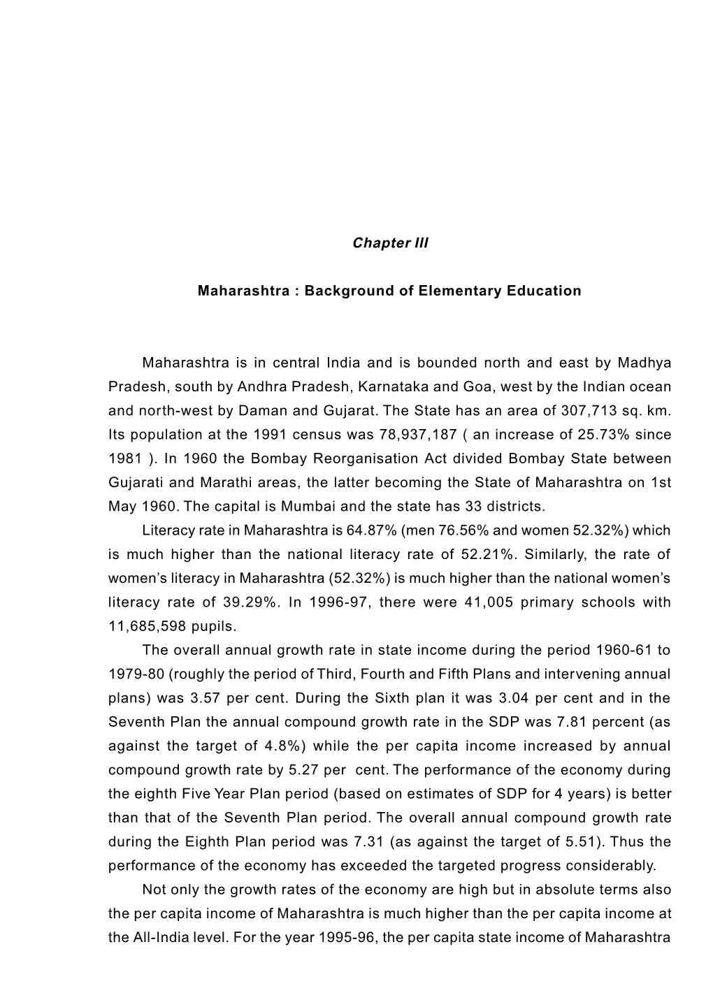 Background of Elementary Education Maharashtra Is in Central India And