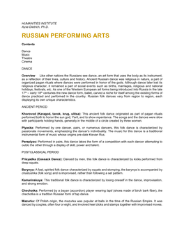 Russian Performing Arts