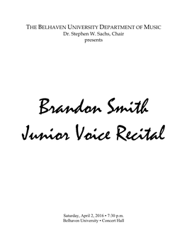 Brandon Smith Junior Voice Recital