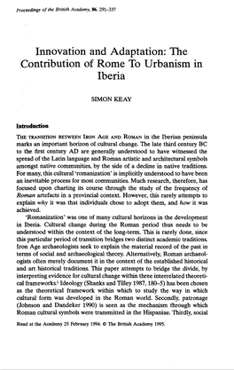 The Contribution of Rome to Urbanism in Iberia