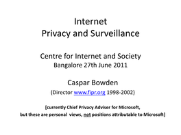 Internet Privacy and Surveillance