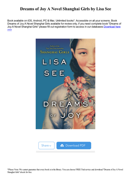Dreams of Joy a Novel Shanghai Girls by Lisa See