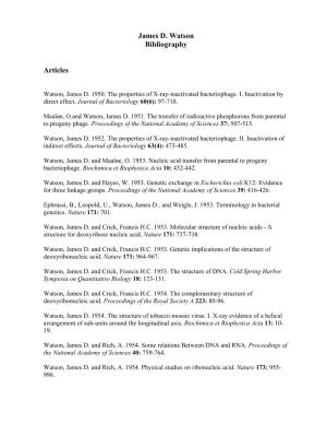 James D. Watson Bibliography Articles
