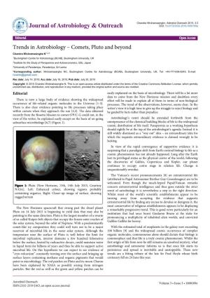 Trends in Astrobiology – Comets, Pluto and Beyond