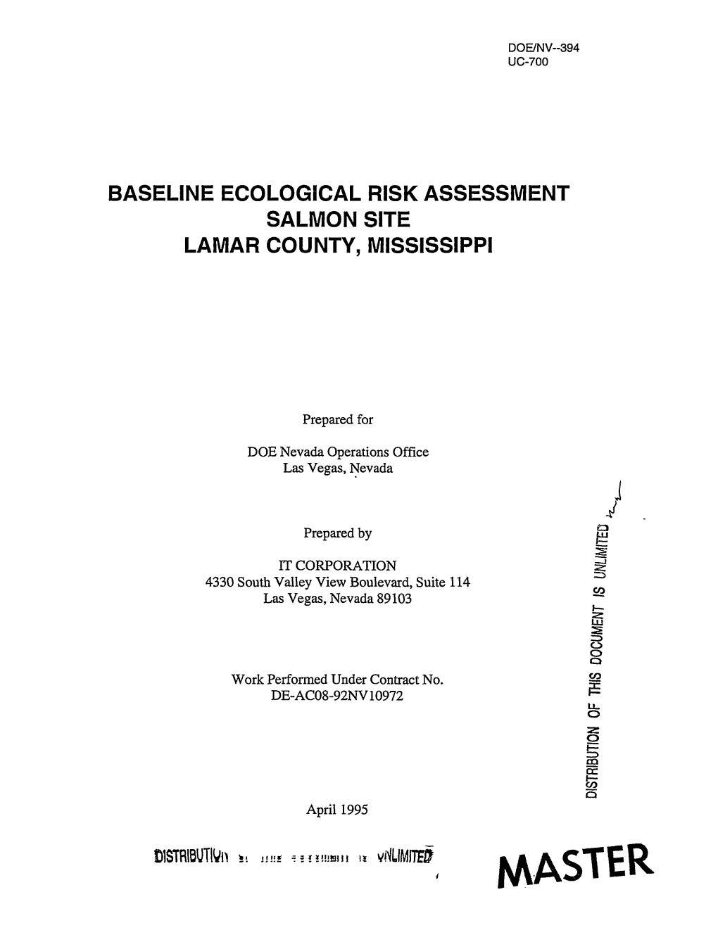 Baseline Ecological Risk Assessment Salmon Site, Lamar County