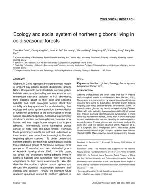 Ecology and Social System of Northern Gibbons Living in Cold Seasonal Forests