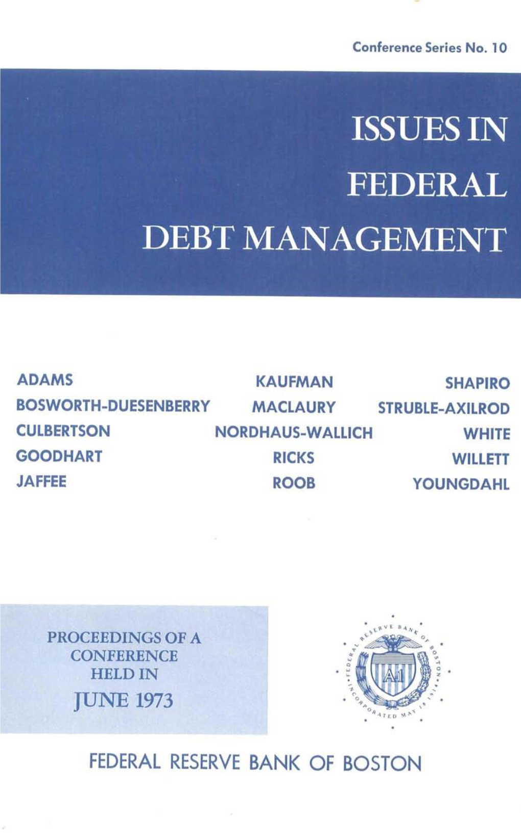 Issues in Federal Debt Management