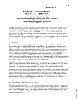 Benchmark Evaluations of Modern Multi Processor Vlsi Ds Pm Ps