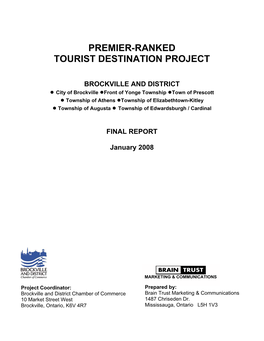 Brockville and Area Premier-Ranked Tourist Destination Report